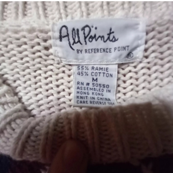 All Points By Reference Point Vintage 90's Harlequin Patchwork Sweater Medium - Picture 6 of 7